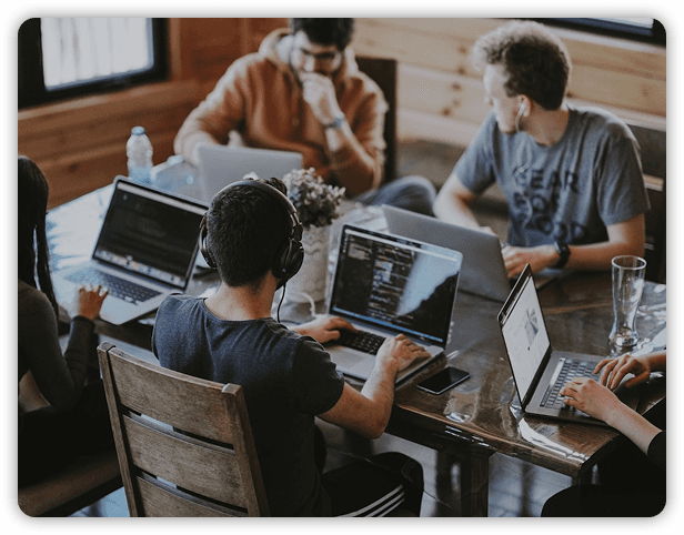 picture of people coding together 