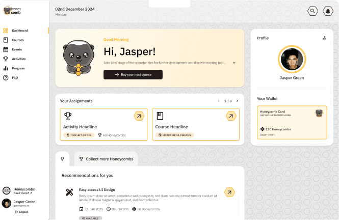 the desktop view of honeycomb